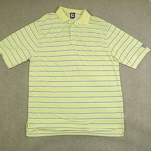 Footjoy Men's XL Yellow Striped Short Sleeve Polo Shirt Dubois Country Club PA